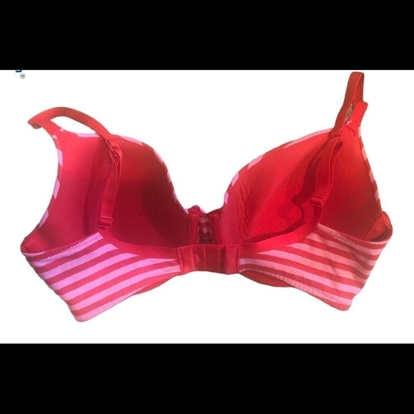 Victoria’s Secret Red Pink Stripe Lined Perfect Coverage Bra 34DD Sexy - Picture 4 of 4